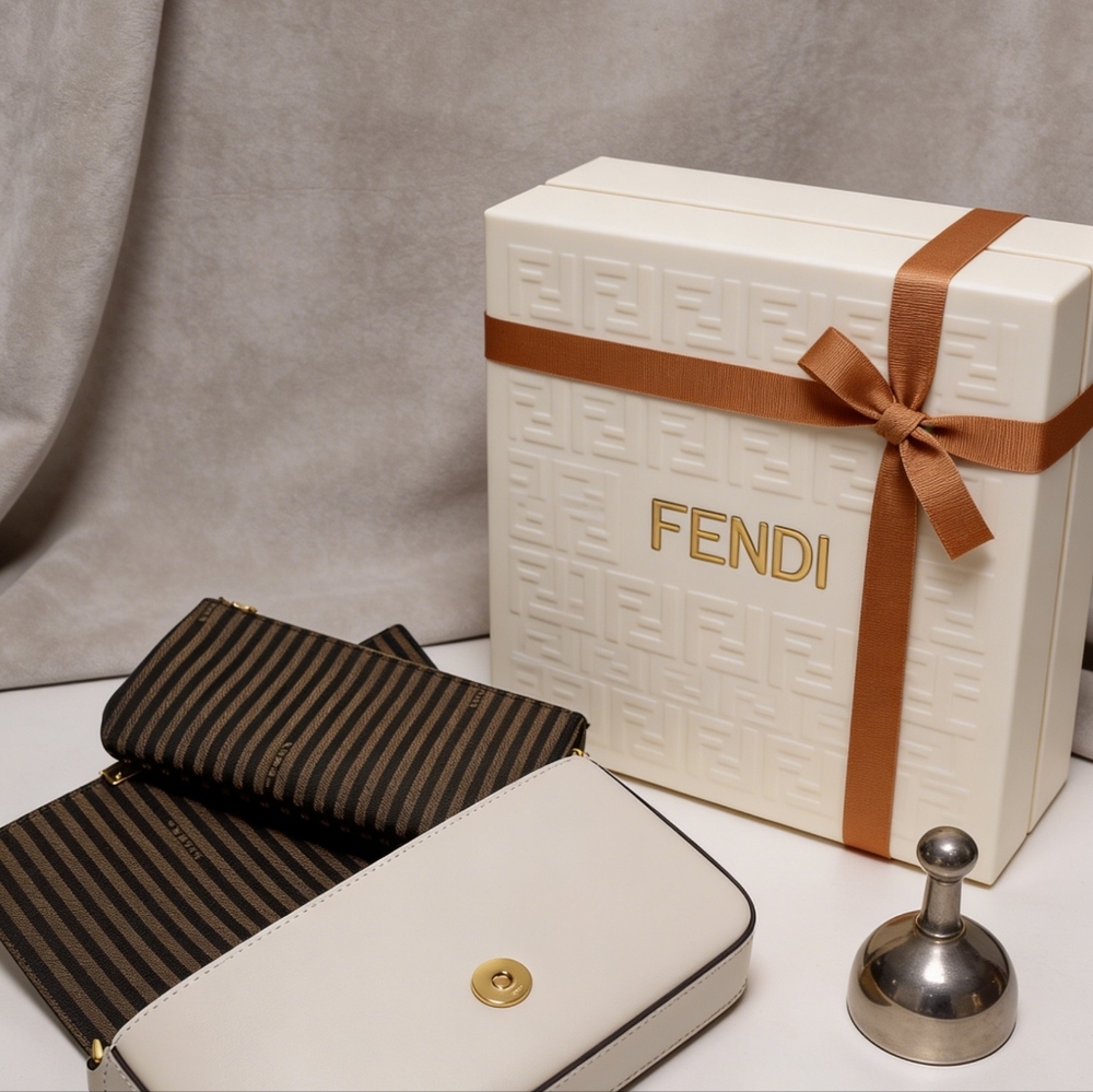 Fendi Medium Leather Shoulder Bag White - Picture 4 of 6